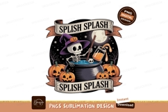 Skeleton brewing potion with pumpkins halloween witch Product Image 1