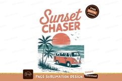 Vintage van beach sunset palm trees image Product Image 1