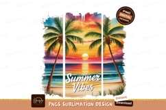 Tropical sunset palm trees ocean waves beach Product Image 1