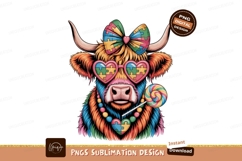 Colorful Highland Cow with Puzzle Accessories heart Product Image 1