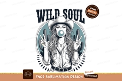 Cowgirl blowing bubblegum peace sign image Product Image 1