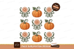 Orange pumpkins and floral ornaments autumn Product Image 1