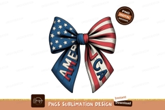 American flag bow with text ribbon stars Product Image 1