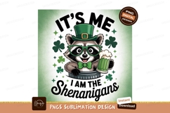Raccoon wearing hat holding beer green shamrock Product Image 1