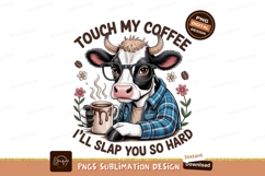 Cow holding coffee mug with glasses plaid Product Image 1
