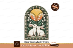 White rabbits kissing lily flowers moon image Product Image 1