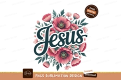 Jesus floral wreath design poppies pink Product Image 1