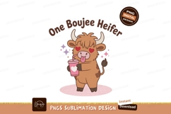 Cute cow with pink drink and hearts image Product Image 1