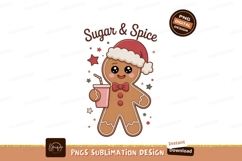 Gingerbread man with drink and santa hat cookie christmas Product Image 1