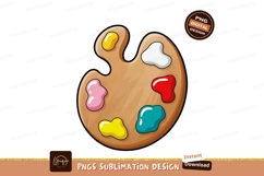 Wooden artist palette with colorful paint blobs image Product Image 1