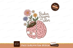 Pink brain with flowers and uplifting text blue yellow Product Image 1