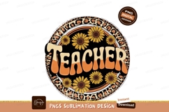 Retro Teacher Design With Sunflowers Sublimation PNG Product Image 1