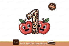 Happy apples with leopard print number one green leaf Product Image 1