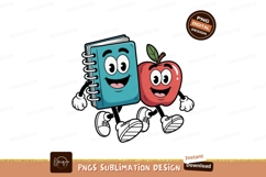 Cheerful book and apple characters cartoon education Product Image 1