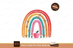 Colorful rainbow with apple and pencils hearts Product Image 1