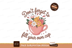 Pink teacup overflowing with colorful flowers floral Product Image 1