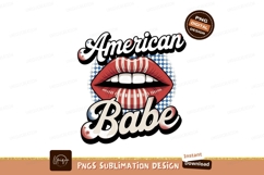 Red lips with white teeth and striped pattern blue Product Image 1