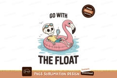 Skeleton floating on flamingo drink water Product Image 1