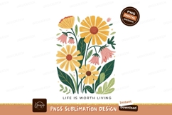 Yellow pink floral arrangement with text flowers green Product Image 1