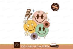 Retro smiley faces with flowers and lightning bolts Product Image 1
