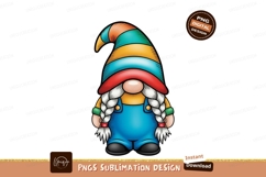 Colorful striped hat gnome with braids stripes blue Product Image 1