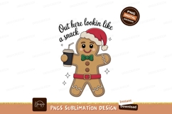 Gingerbread man with coffee and santa hat christmas Product Image 1