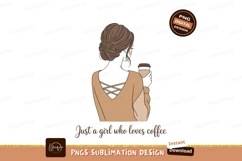 Woman holding coffee cup with crisscross back sweater Product Image 1