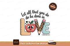 Cute apple pencil ruler and letter E forming love image Product Image 1