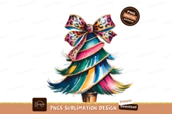 Colorful Feather Christmas Tree Leopard Bow image Product Image 1