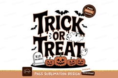 Orange Trick Treat Ghosts Pumpkins Tombstone Halloween Product Image 1