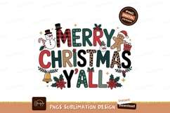 Merry Christmas Yall Snowman Gingerbread candy cane Product Image 1
