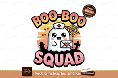 Cute ghost nurse with boo squad text halloween medical Product Image 1
