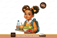 Young girl with lunch and backpack child school Product Image 1