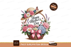 Floral Hat Basket With Butterfly flowers pink Product Image 1