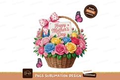 Pink blue yellow roses butterfly basket flowers butterflies Product Image 1