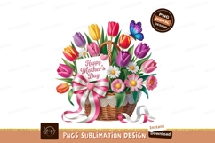 Colorful tulips butterfly basket greeting flowers pink Product Image 1