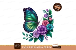 Emerald butterfly with vibrant floral arrangement green Product Image 1