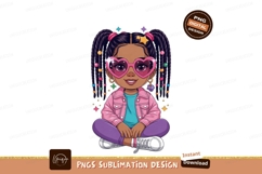 Stylish girl with heart sunglasses and braids pink Product Image 1