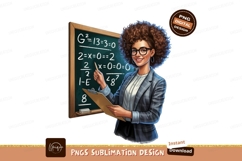 Teacher explaining math equations on blackboard education Product Image 1