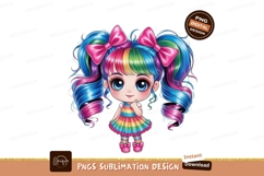 Colorful Rainbow Haired Girl With Big Blue Eyes image Product Image 1