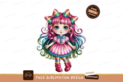 Colorful doll with rainbow hair and striped dress girl Product Image 1