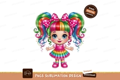Colorful girl with rainbow hair and polka dot bows Product Image 1