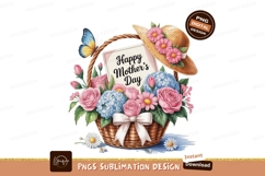 Floral basket with hat and butterfly flowers roses Product Image 1