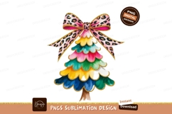 Colorful Christmas Tree Leopard Bow pink Product Image 1