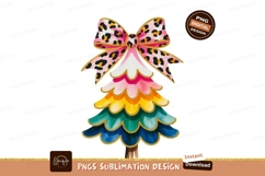 Festive rainbow tree with leopard bow image Product Image 1