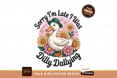 Duck wearing hat surrounded by flowers yellow pink Product Image 1