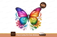 Colorful butterfly with flowers rainbow wings Product Image 1