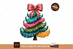 Festive polka dot Christmas tree with bow image Product Image 1