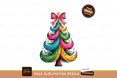 Colorful Festive Christmas Tree With Bow image Product Image 1