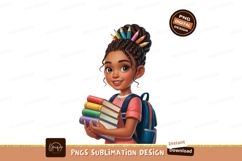 Young girl with books and pencils backpack education Product Image 1